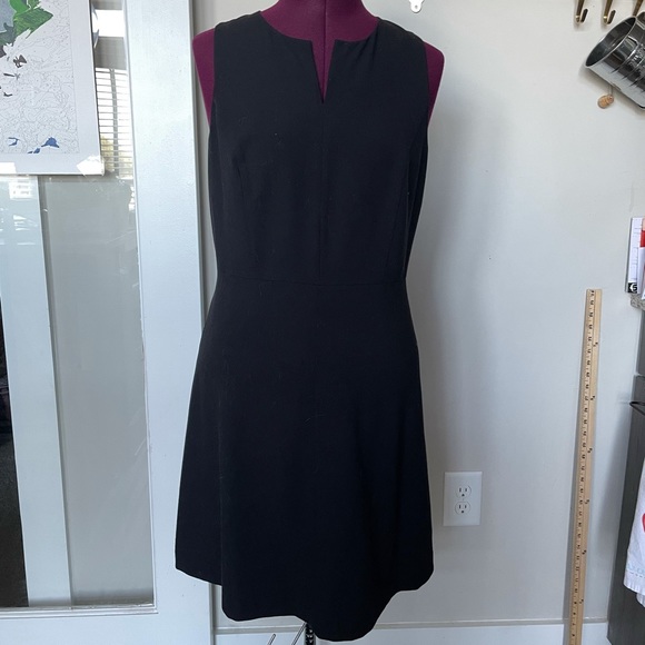 Kensie Black Split Neck Crepe Dress - Picture 2 of 5